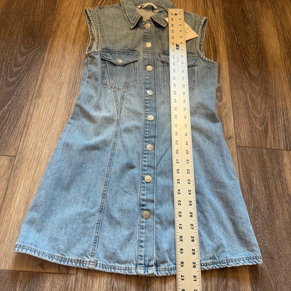 NWT Zara Denim Sleeves Dress Cowboy Snap Up Collared Concert SZ Small - Picture 2 of 11